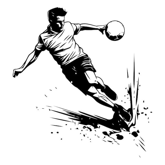 Plik wektorowy piłkarz kopie piłkę ilustracja wektorowa w stylu retro