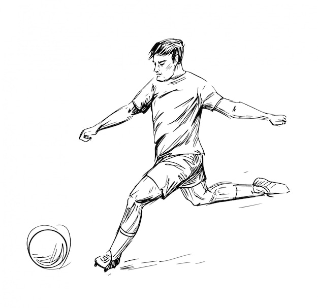 Piłkarz. Ręcznie rysowane ilustracji.