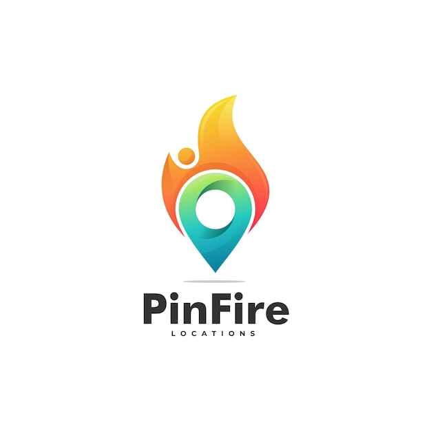 Pin Fire Gradient Kolorowy Styl Logo