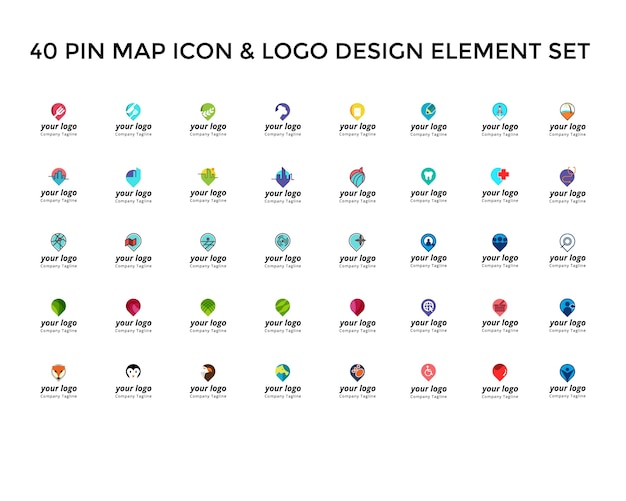 Pin Map Icon Logo Design Set