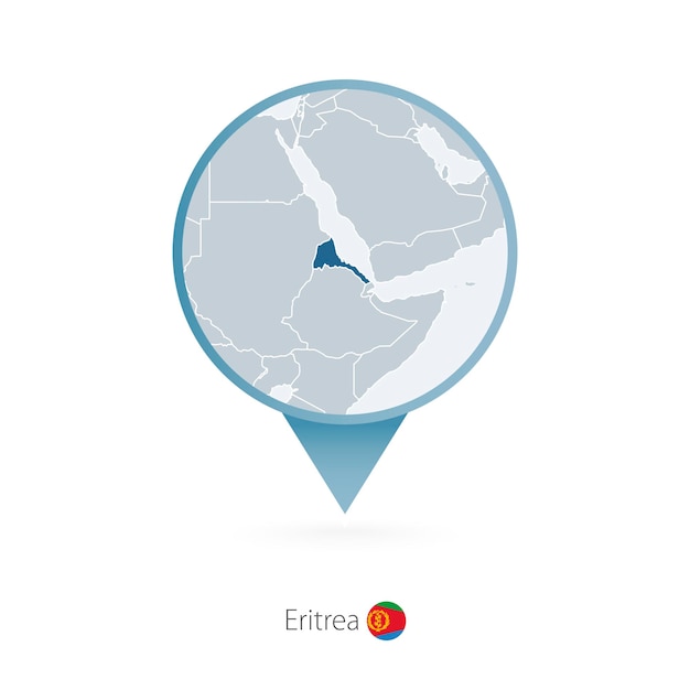 Pin Na Mapie Ze Szczegółową Mapą Erytrei I Krajów Sąsiednich