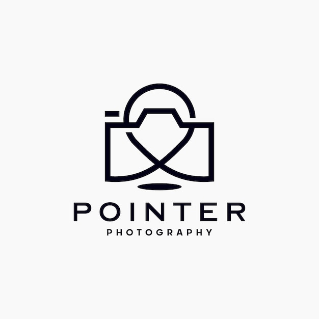 Pin Point Camera Fotografia Zarys Linii Ikona Logo Design