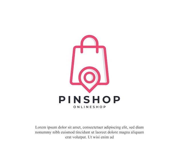 Pin Point Shop And Shopping Logo Design Geometryczny Kształt Z Elementem Stylu Liniowego