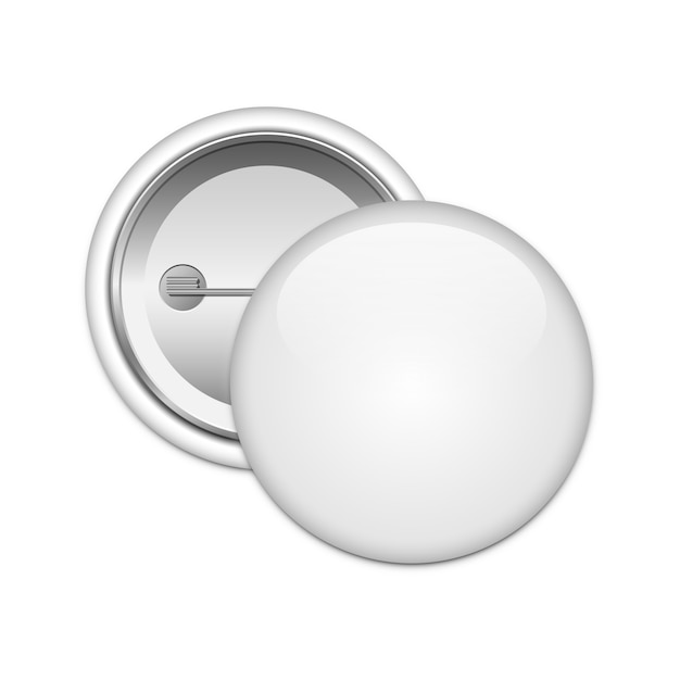 Pin przycisk na białym tle