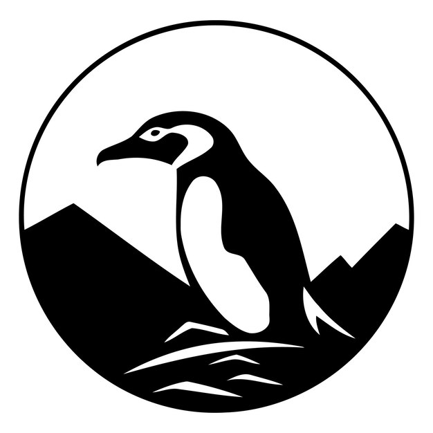 Plik wektorowy pingwin w górach na białym tle
