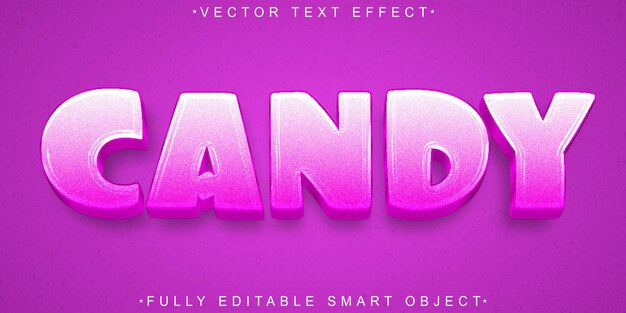 Pink Candy Cute Vector W pełni edytowalny efekt tekstu inteligentnego obiektu