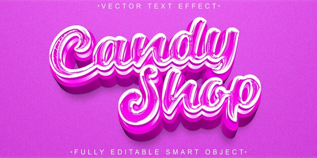 Pink Cute Candy Shop Vector W Pełni Edytowalny Efekt Tekstowy Inteligentnego Obiektu