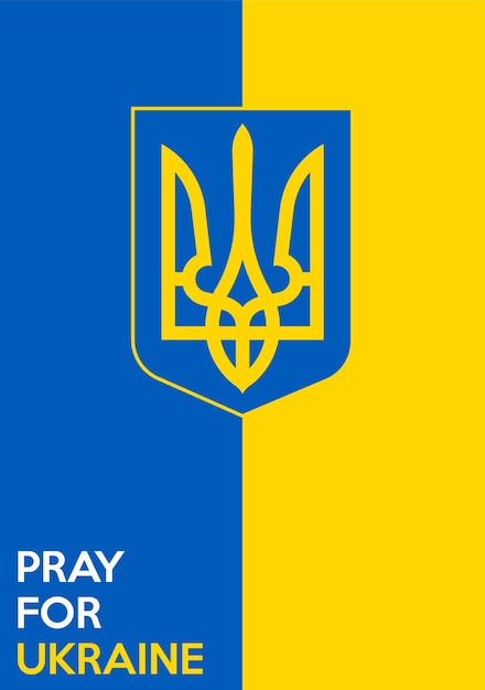 Pionowa ukraińska flaga i herb Ukrainy Żółta niebieska flaga Ukrainy z trójzębem