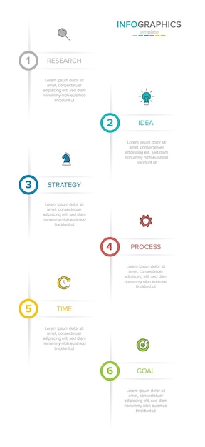 Pionowy Projekt Infografiki Z Ikonami I 6 Opcjami Lub Krokami