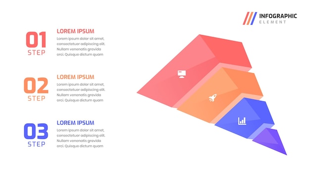 Piramida Biznesowa Prezentacja Infografika Szablon Projektu Z Ikonami Trzech Kroków