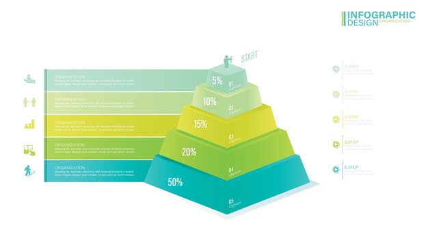 Piramida Infografika Szablon Z Pięcioma Elementami Ilustracji Stockowych Piramida Kształt Piramidy