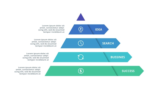 Piramida Z 4 Elementami Szablon Infografiki Do Prezentacji Biznesowych W Internecie Ilustracji Wektorowych Wizualizacja Danych Biznesowych