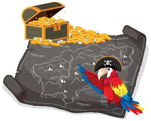 Pirat Parrot z mapą skarbu