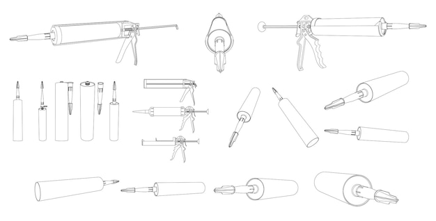 Plik wektorowy pistolet do uszczelniania wektorów narzędzie do rurki silikonowej