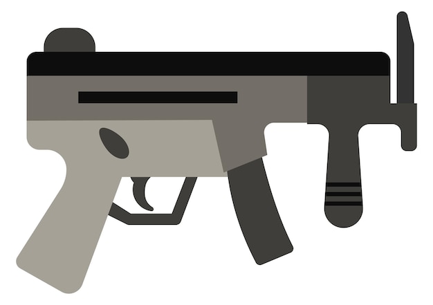 Plik wektorowy pistolet maszynowy wojskowa broń automatyczna pistolet metalowy na białym tle