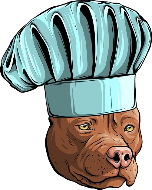 Plik wektorowy pit bull terrier w czapce szefa kuchni