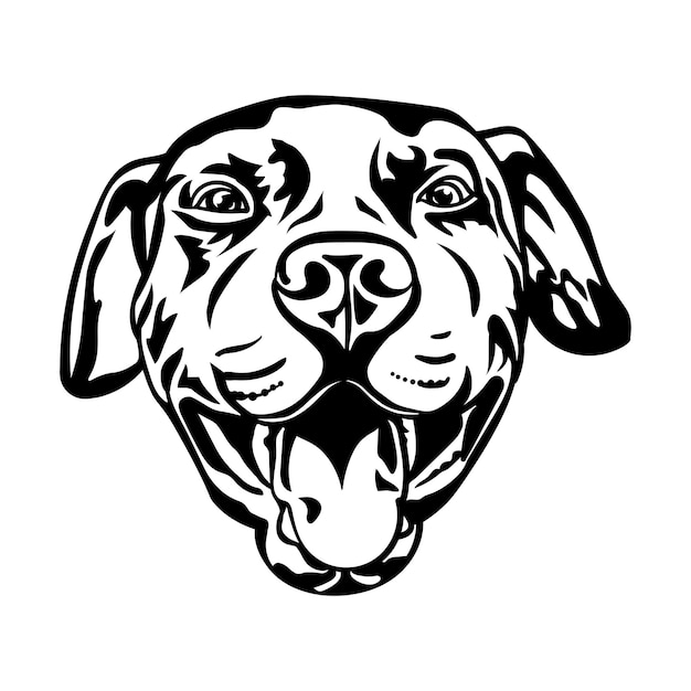 Pitbull pies, czarna sylwetka rysunek, ilustracji wektorowych.