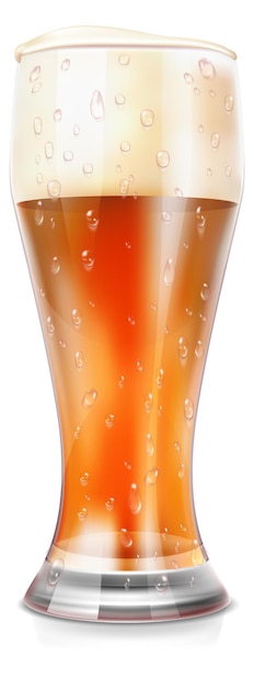 Plik wektorowy piwo z realistyczną pianką makieta szkła zimnego napoju izolowana na białym tle