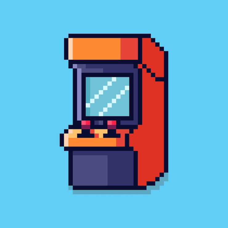 Wektor pixel art arcade machine game asset design (projektowanie aktywów gier arkadowych)