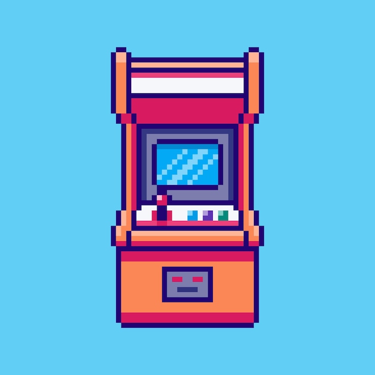 Wektor pixel art arcade machine game asset design (projektowanie aktywów gier arkadowych)