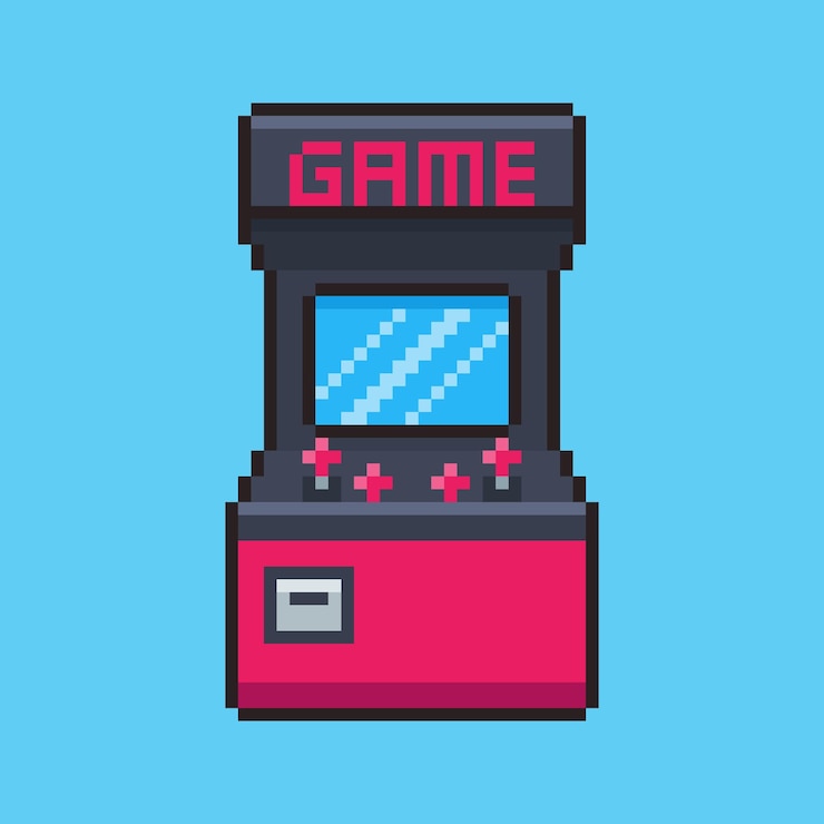 Wektor pixel art arcade machine game asset design (projektowanie aktywów gier arkadowych)