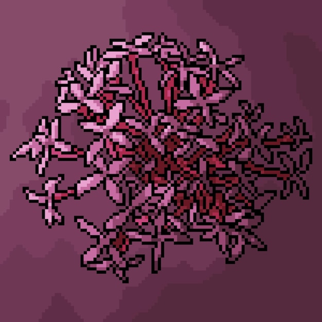 Pixel Art Artystyczny Kwitnący Kwiat Ixora