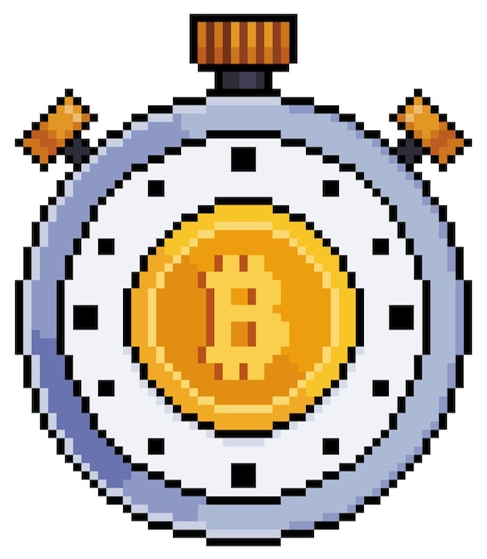 Pixel Art Bitcoin Stoper Inwestycja W Kryptowaluty Wektor Ikona Do Gry 8-bitowej