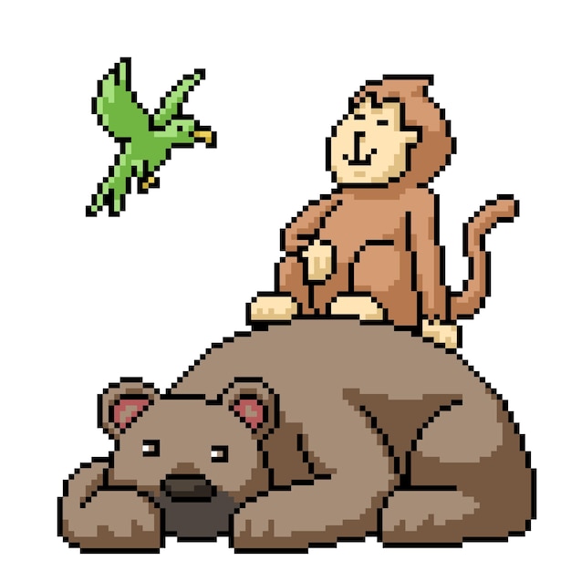 Pixel Art Brzoskwiniowego Przyjaciela Zwierząt