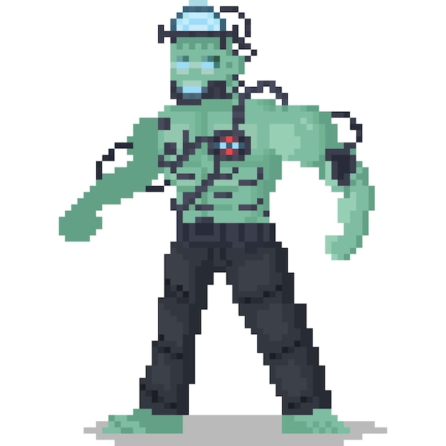 Plik wektorowy pixel art cyberpunk postać frankensteina