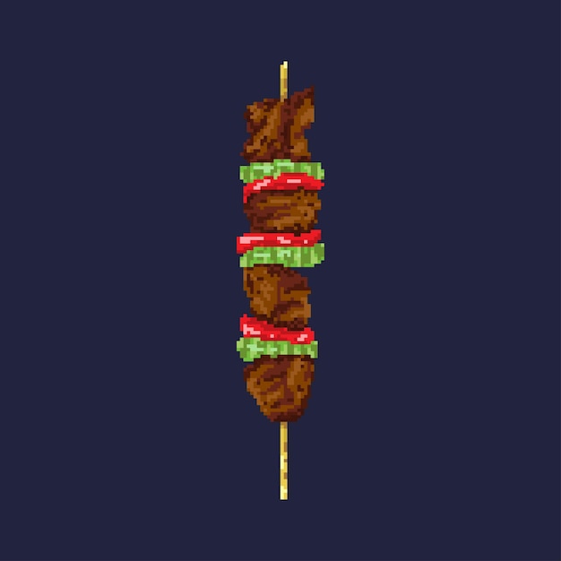 Pixel Art Fast Food Pixel Kebab Wektor