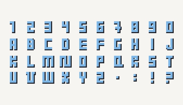 Plik wektorowy pixel art font 8 bitów angielski alfabet