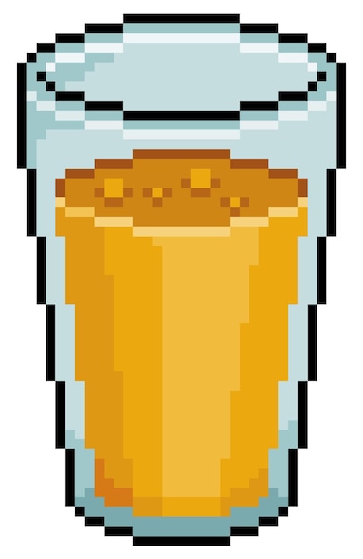 Pixel Art Juice Glass Bit Game On White Background