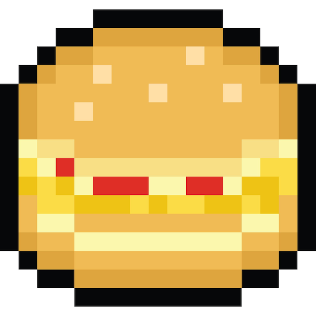 Plik wektorowy pixel art kreskówka hamburger ikona 2