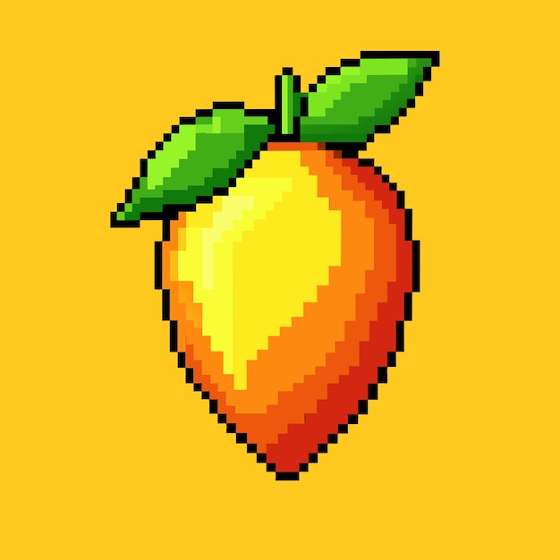 Pixel Art Mango Vector Graphic Rozkoszuj się słodkim i tropikalnym smakiem tego egzotycznego owocu