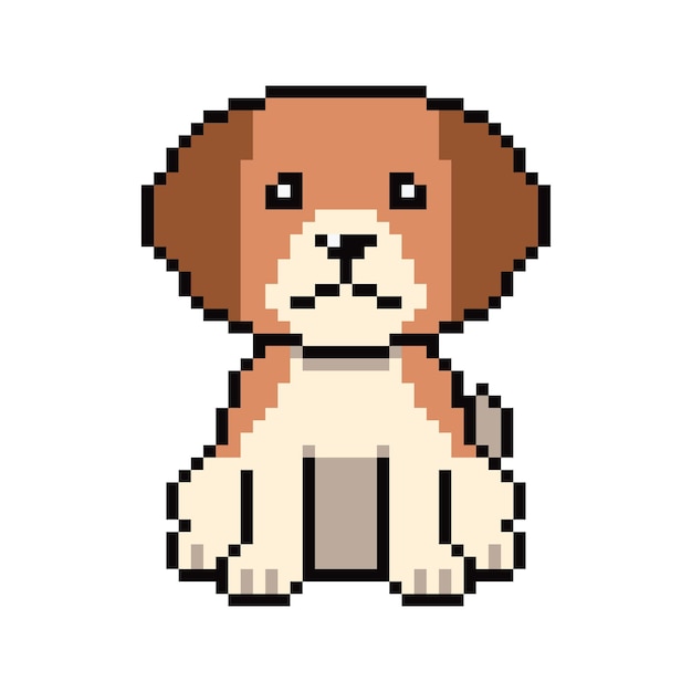 Pixel art uroczy wektor psa beagle w stylu retro