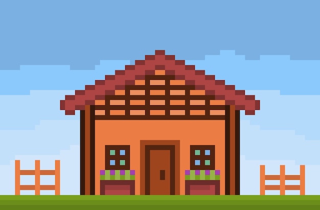 Pixel prosty projekt budynku frontowego