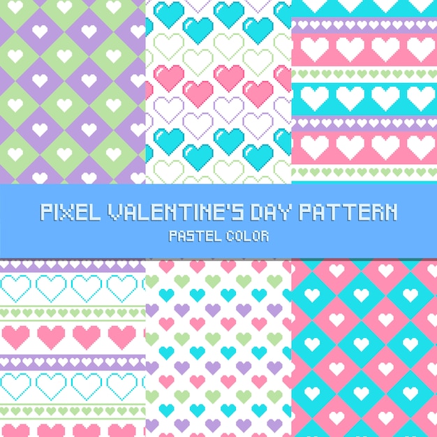 Pixel Walentynki Wzór Pastelowy Kolor