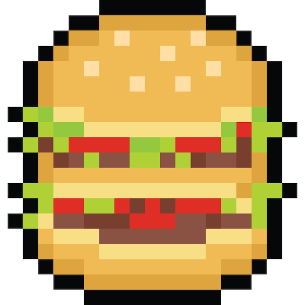 Pixelowa Ikona Podwójnego Cheeseburgera