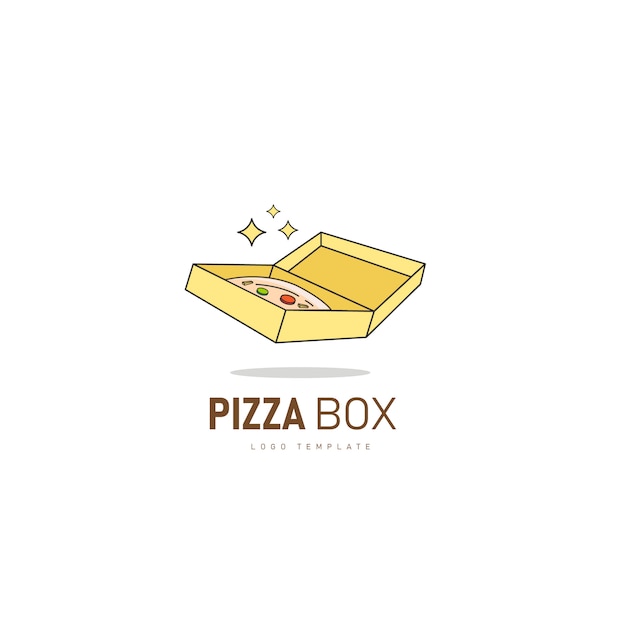 Pizza Box. Pizza Ikona Z Szablonem Logo Pole Dla Logo Restauracji Fast Food.