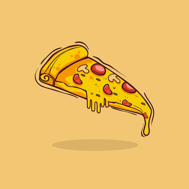 Pizza Clipart, Koncepcja Fast Food Na Białym Tle. Płaski Wektor Stylu Cartoon