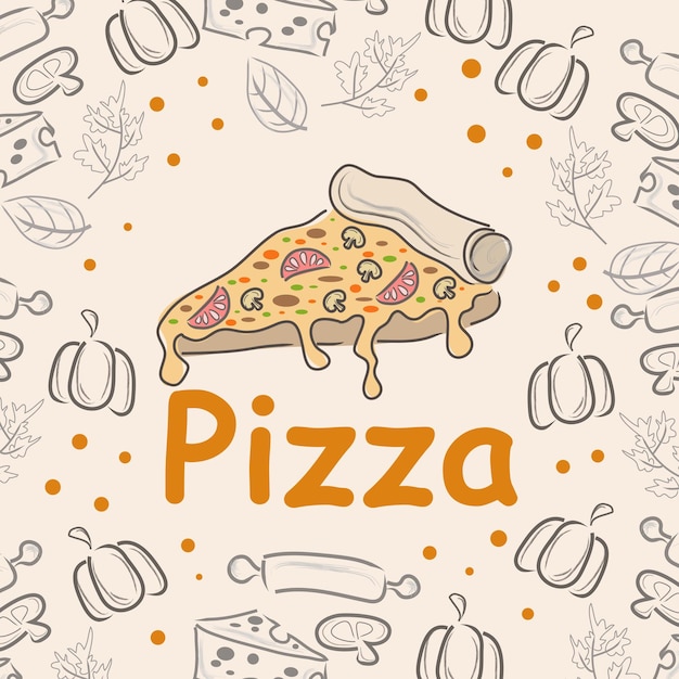 Pizza Doodle Tło Idealne Do Pakowania Papieru