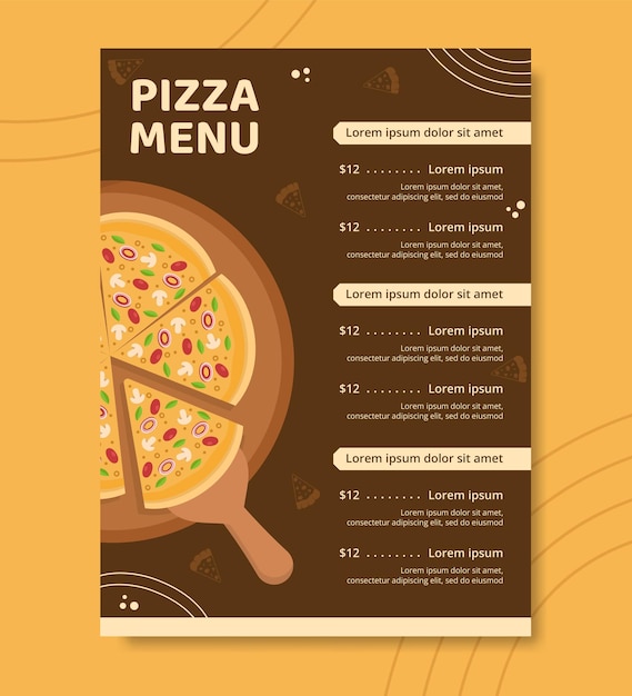 Pizza Food Menu Szablon Ręcznie Rysowane Kreskówka Tło Wektor Ilustracja