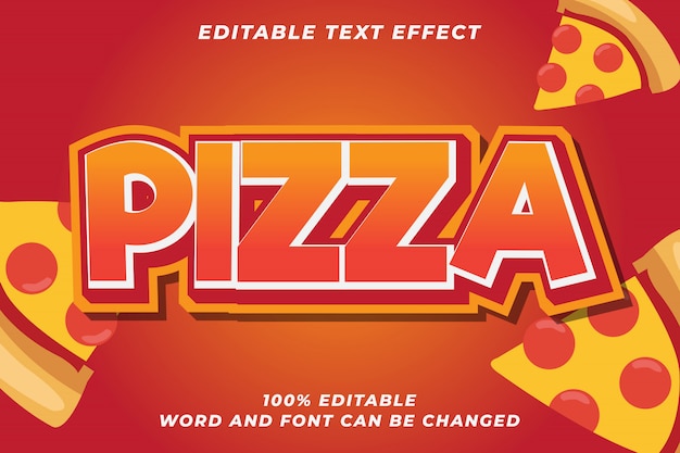 Pizza Food Pogrubiony tekst styl efekt Wektor premium