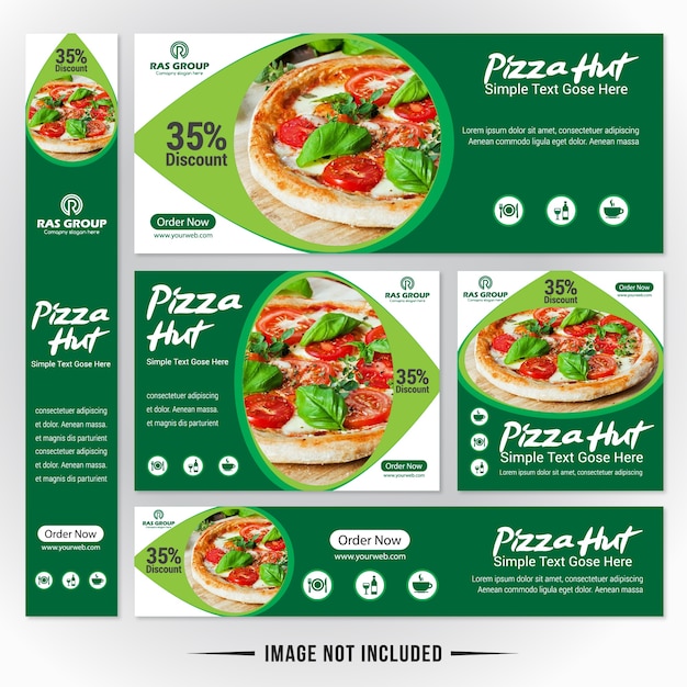 Pizza Food Web Banner Set For Restaurant