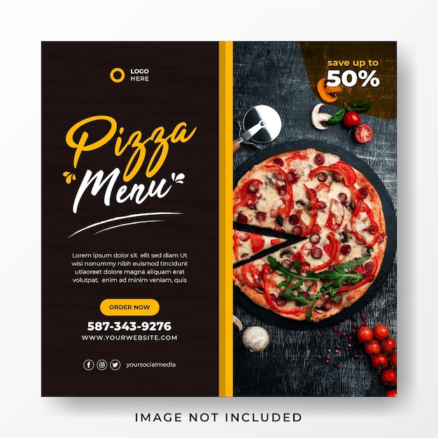 Pizza Jedzenie Menu Promocja Social Media Instagram Szablon Transparent Post