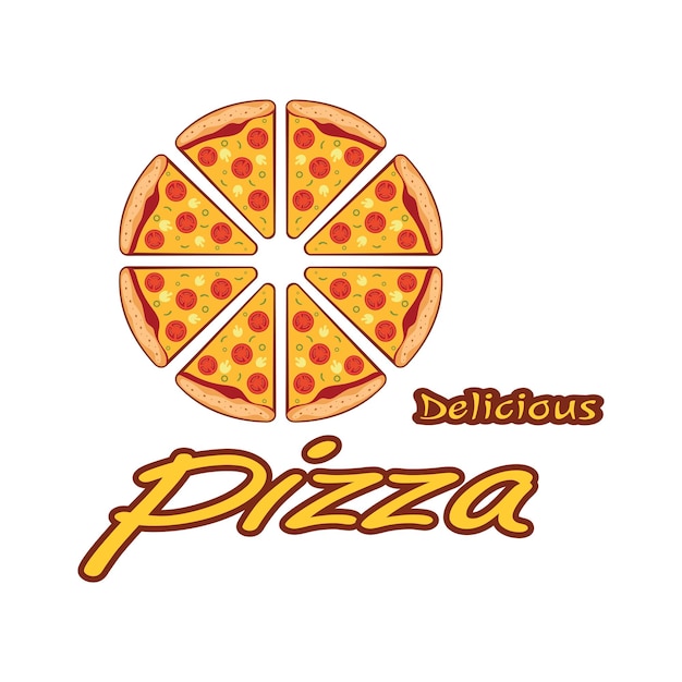 Pizza logo projekt szablonu wektor ilustracja