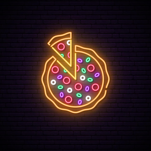 Plik wektorowy pizza neon sign