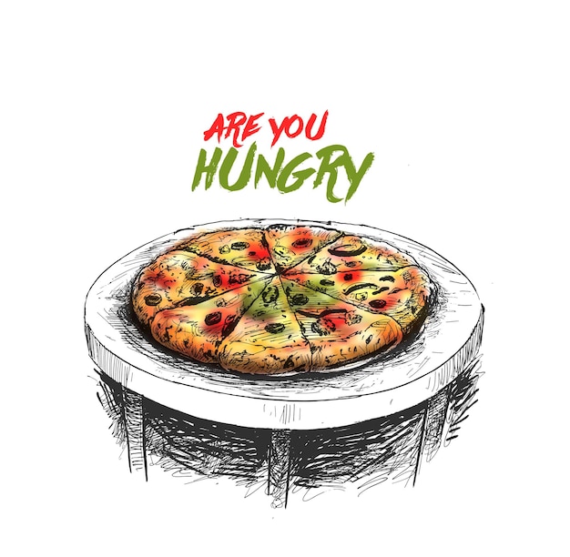 Pizza Plakat Ręcznie Rysowane Szkic Ilustracji Wektorowych