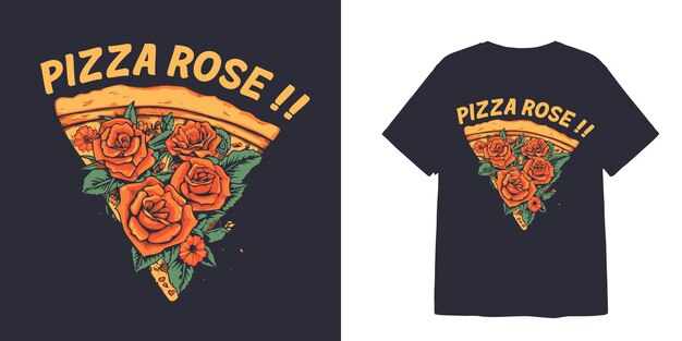 Pizza Róża Ilustracja Projekt Koszulki I Naklejki