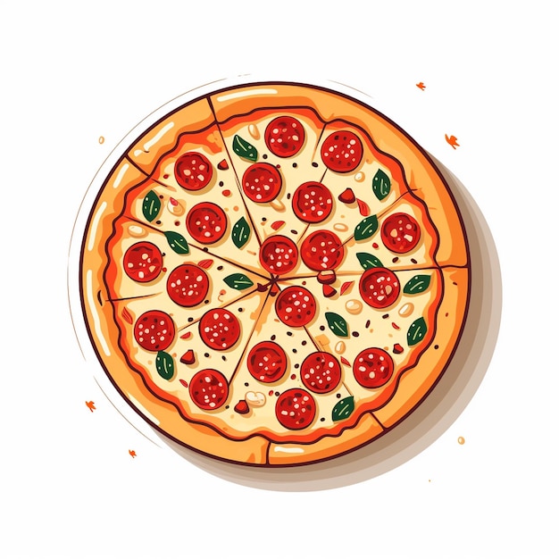 Pizza Wektor żywności Włoska Restauracja Ilustracja Pizzeria Izolowane Menu Ser Plaster Bac